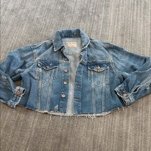 We The Free Distressed Frayed Denim Jacket